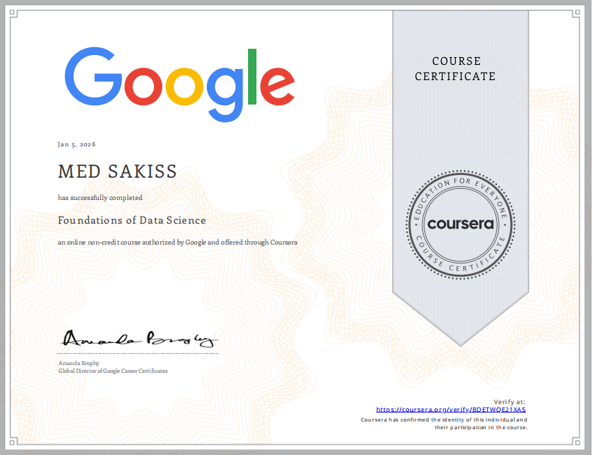 Google Data Science Certificate