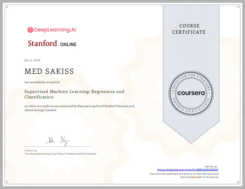 Stanford ML Certificate