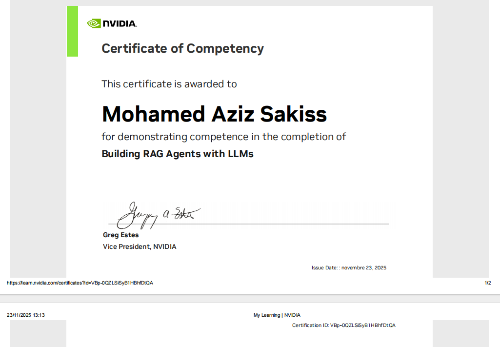 NVIDIA RAG Certificate